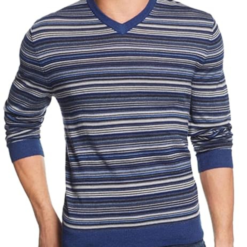 GAP Men's Cotton V neck stripe sweater